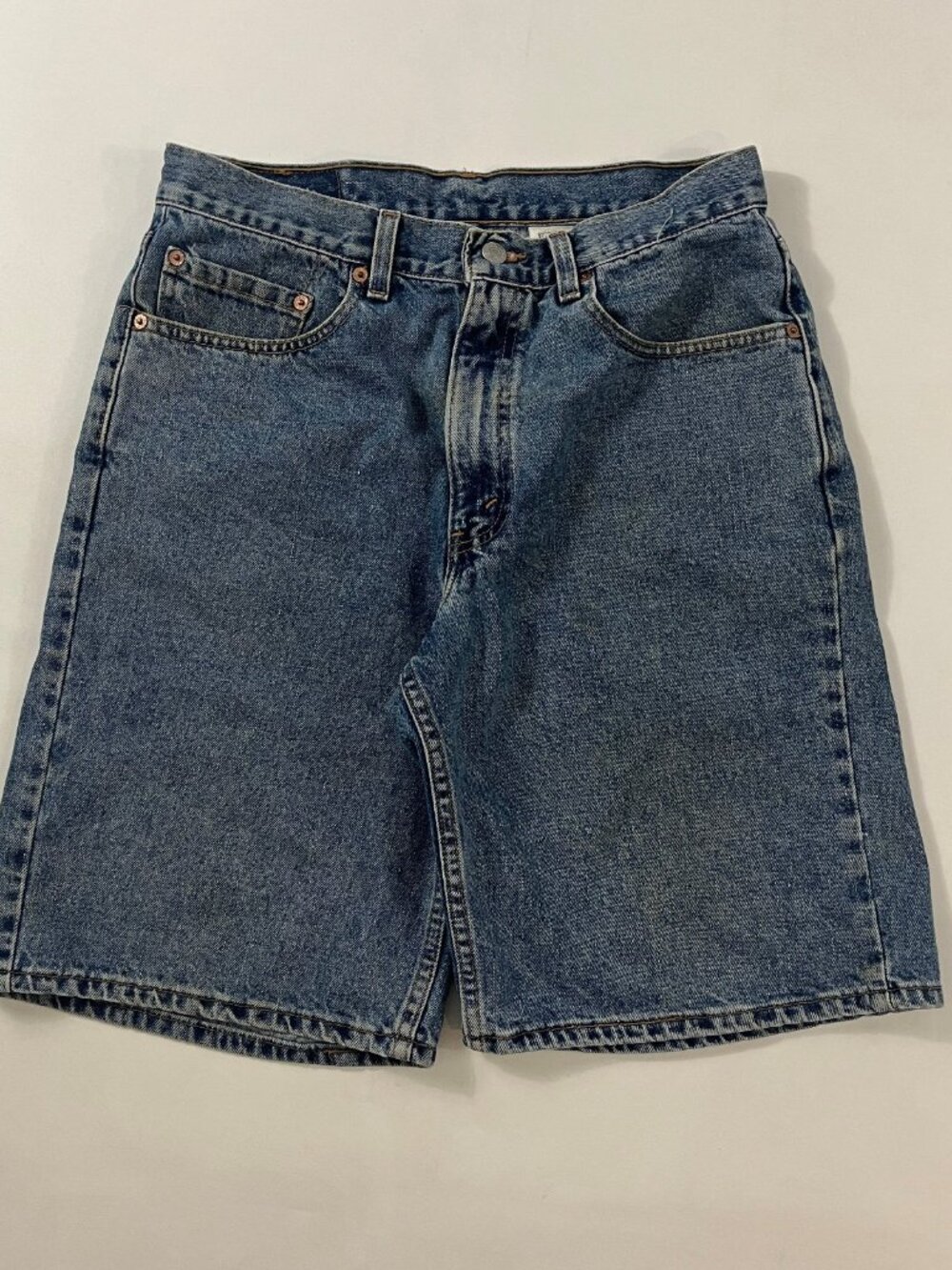 Vintage 90s Levi's 550 Relaxed Fit Medium Wash Denim Jorts Shorts Made in USA 34